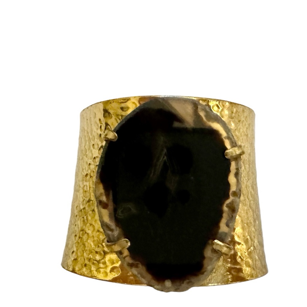 Hammered Black Agate Cuff